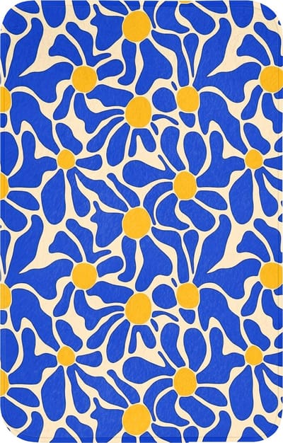 WC mat 50x80 cm - Antislip - Abstract - Bloem - Blauw - Toiletmat - Vloermat - Douchemat - Toilet tapijt - Toiletmatten
