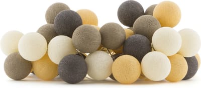 Cotton Ball Lights - LED lichtslinger voor binnen - Handgemaakt en Fairtrade - 50 lampjes - Clay