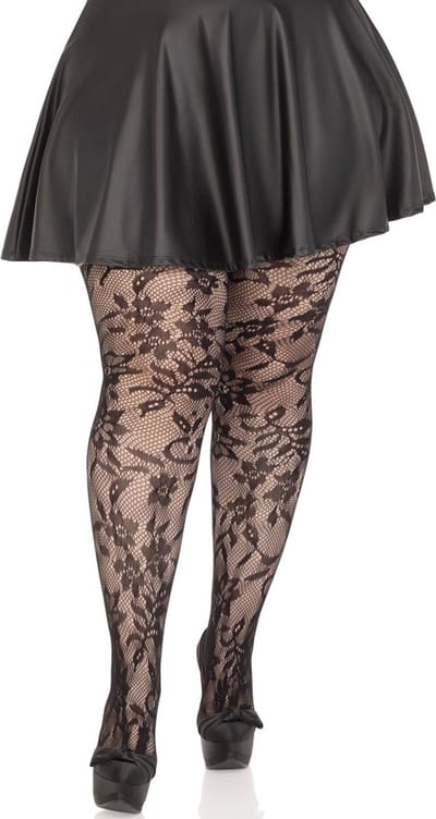 Leg Avenue - Seamless Floral Lace Net panty - Zwart