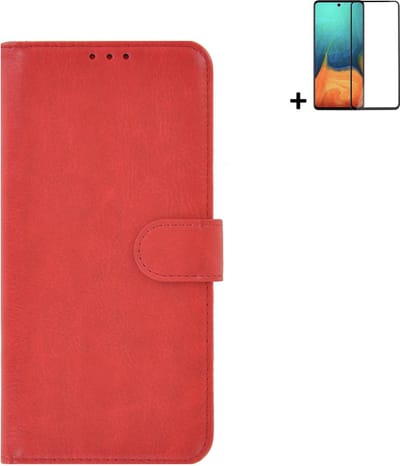 MoDo hoesje Geschikt voor Samsung Galaxy A53 5G - Kunstleer Book Case - Rood hoesje met full screenprotector