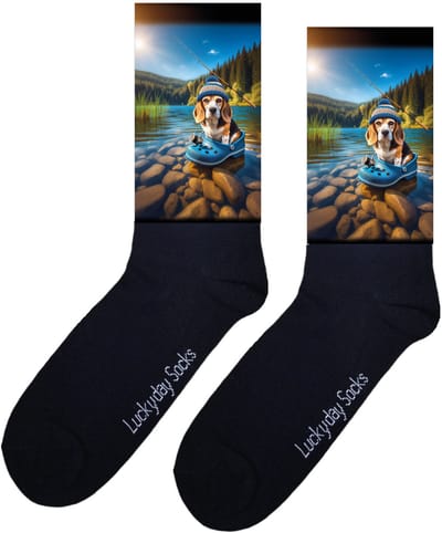 Pensioen cadeau hem haar - Beagle - Grappige sokken - Origineel cadeau - Verjaardag cadeau - Sint cadeau - Leuke sokken - Vrolijke sokken - Cadeautje - Grappig cadeau - Vissen - Afscheidscadeau - Kerstcadeau - Vaderdag - Moederdag - Maat 37-44