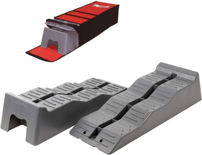 Oprijplaten Set - Leveller Keilen - Camper Uitlijnen - Antislip Oppervlak - 4-10 cm Verstelbaar - Grijs
