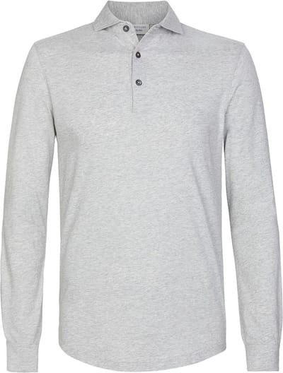 Profuomo Longsleeve Polo Grijs Melange - Maat S - Heren