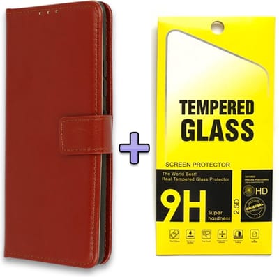 HB Hoesje voor Nokia 1.4 Bruin & Glazen Screenprotector - Portemonnee Book Case - Kaarthouder & Magneetlipje