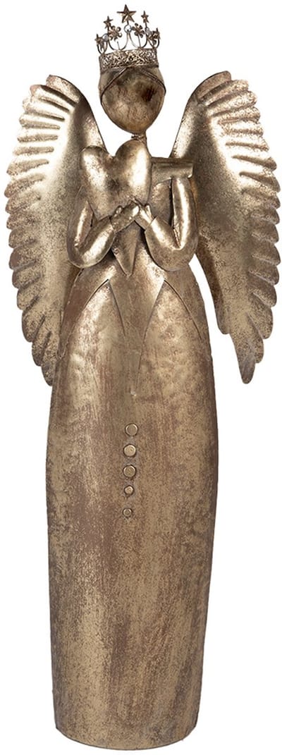 Clayre & Eef Kerstdecoratie Beeld Engel 52x22x144 cm Goudkleurig Metaal