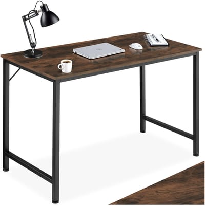 tectake® Bureau - Bureautafel - Computerbureau - Houten bureaublad - Industrieel design - Zwart metalen frame - Afmetingen (LxBxH) 120 x 60 x 75,5 cm - Donkerbruin