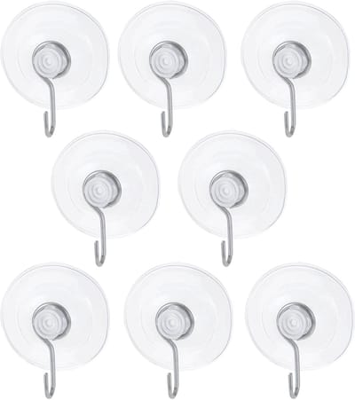 Dailygoods- Zuignaphaken Set van 8 - Transparant - Herbruikbaar - Zonder boren - Ideaal voor ramen - Geschikt voor gladde oppervlakken - Zuignappen