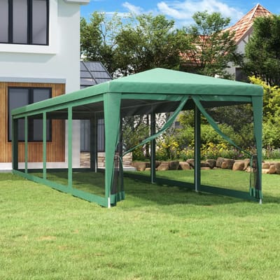 vidaXL - Partytent - met - 10 - mesh - zijwanden - 3x12 - m - HDPE - groen