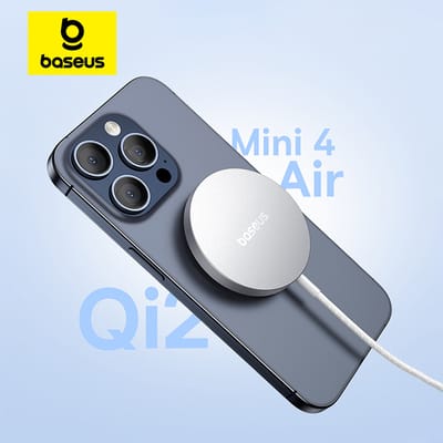Baseus Simple Mini4 Air Qi2 - 15W Magnetische Draadloze Oplader - Compatibel met MagSafe - Fast Charge - Zilver