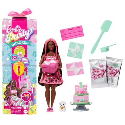 Barbie Uitpakparty Dierenverjaardag - Barbiepop met roze highlights
