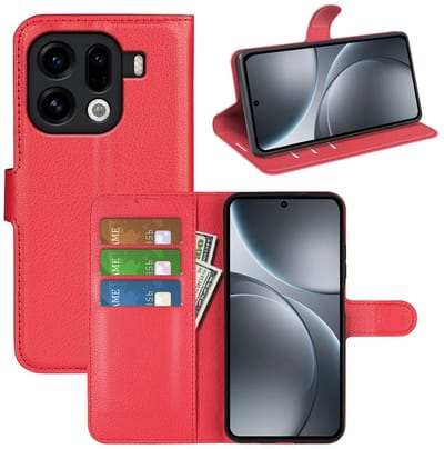 MobyDefend Hoesje - Geschikt voor Oppo Find X9 Pro - Kunstleren Wallet Book Case (Sluiting Voorkant) - Rood