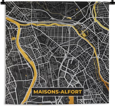 Wandkleed - Wanddoek - Kaart – Stadskaart – Maisons-Alfort - Plattegrond – Frankrijk - 180x180 cm - Wandtapijt