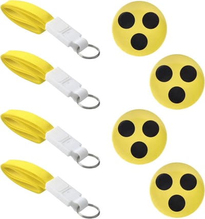 Set van 4 Blinde Badges, Blinde Stoppers met Koord, Hoogwaardige Blinde Stickers en Knoppen voor Blinden en Visueel Gehandicapten, Geel en Zwart, 4.2 cm, Ideaal voor Toegankelijkheid en Identificatie