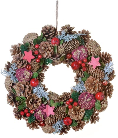 HOGEWONING BV - Traditionele natuurlijke Kerstkrans 35 cm met dennenappels