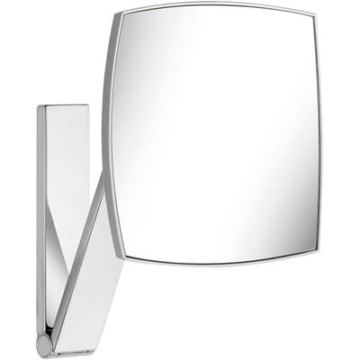 KEUCO Wand-Make-Up-Spiegel met zwenkarm en draaischarnier, 5x vergrotend, 20x20cm, vierkant, chroom, voor wandmontage, elegant design, iLook_move