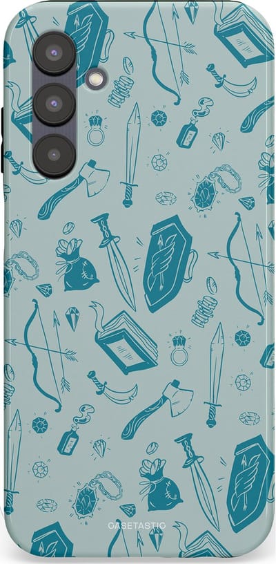 Casetastic Hoesje Geschikt voor Samsung A25 - Stijlvolle Beschermende Duo-layer Case - Avontuurlijke buit vol wapens