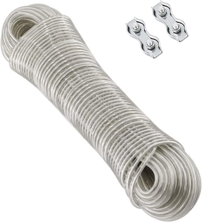 Duurzame Waslijn van 30 m voor Buiten met 2 Spanners, Geschikt voor Balkon en Tuin, Draagvermogen 120 kg