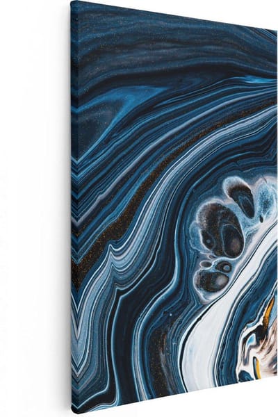 Artaza Canvas Schilderij Marmer Abstract - 20x30 cm - Klein - Muurdecoratie Woonkamer - Wanddecoratie Blauw - Kamer Accessoires