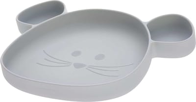 Lässig Section Plate Silicone - Little Chums Mouse Grey