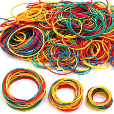 Cosensi - Elastische banden - Kleurige rubberen ringen - 600 stuks - Diverse maten - Praktisch voor kantoor en huishouden - Ideaal voor papierbundels