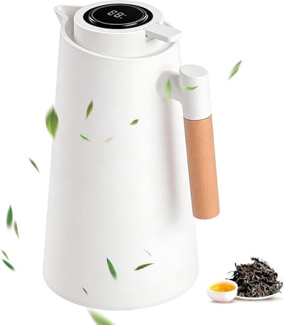 Thermoskan met display - Koffiekan Theepot - Dranken Warm Houden - Intelligente Temperatuurweergave - 1000 ml - Wit