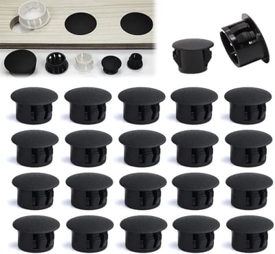Dailygoods- Kastgatstoppen Zwart - Nylon Pluggen - Geperforeerde Doppen - 30 mm - 12 Stuks - Stevige Grip - PE-Kunststof - Gatpluggen