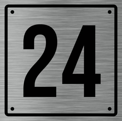 Huisnummerbord 24 - Incl. Schroeven en Pluggen – Acrylaat - 10 x 10 cm - RVS met Zwart
