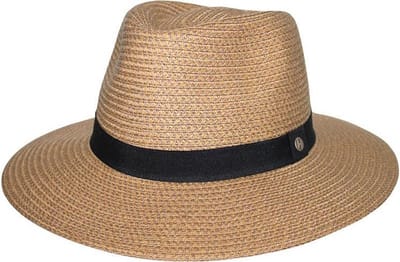 Braided Fedora – Strohoed Dames UV Werend UPF50+ - Maat: M-L: 58 cm - Bruin