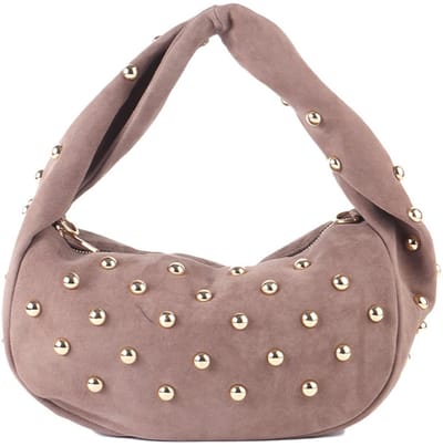 Giuliano lederen schoudertas Alexandra - Suede - Made in Italy - Taupe