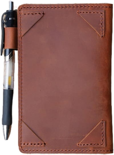 Distressed leren notitieboek hoes voor Field Notes met indexkaarten 3" x 5" in bruin, perfect voor reizen en notities