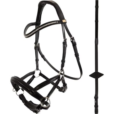 Sidepull Hoofdstel BR Thaxted Zwart/Zilver - Cob