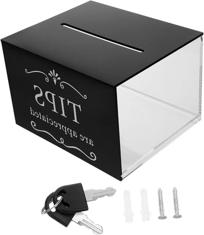 Transparante Spaarkluis - Donatiebox Geldkistje - Geld Inzamelen - Met Slot - 15 x 12.5 x 10 cm - Zwart
