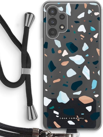Case Company® - Hoesje met koord geschikt voor Samsung Galaxy A13 4G hoesje met Koord - Terrazzo N°13 - Telefoonhoesje met Zwart Koord - Bescherming aan alle Kanten en Over de Schermrand