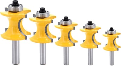 Bullnose freesbit 8mm - 5-delige set met radius - C3 microkorrel carbide - ideaal voor meubeljoinery - SnelShoppen
