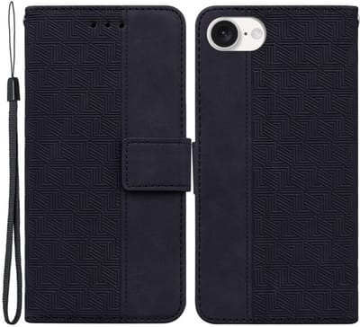 Coverup Hoesje - Geschikt voor iPhone 16e / 17e Hoesje - Coverup Geometric Book Case - Zwart