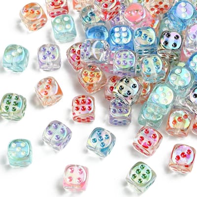Dailygoods- Acryl Dobbelstenen 50 Stuks - 14 mm Kralen - Iriserende Kubus - Spacer Kralen - Sieraden Maken - Lichtgewicht en Sterk