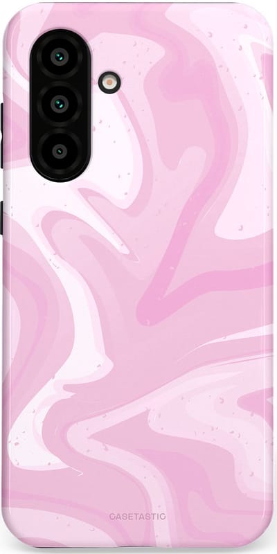 Casetastic hoesje geschikt voor Samsung Galaxy A36 / Samsung Galaxy A56 - Dubbellaagse bescherming - Zoet Roze Marmer - Fashion Case - Lichtroze Wit