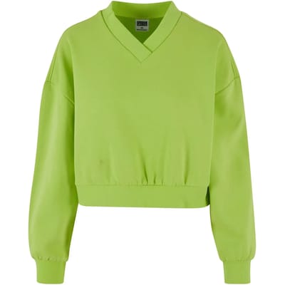 Urban Classics - V-Neck Crop Sweater/Trui - XS - Geel