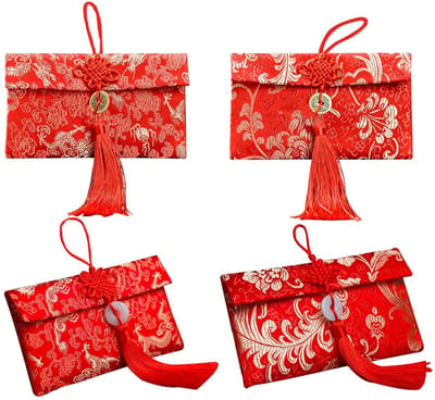 Dailygoods- Geluksgeld Enveloppen Hoge Kwaliteit - Rode Enveloppen - Chinese Hongbao - Bruiloft - Nieuwjaar - 4 Stuks