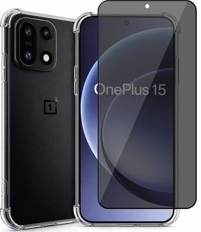 Hoesje geschikt voor OnePlus 15 – CrystalClear Back Cover – Schokbestendig – Privacy Screenprotector Full Cover