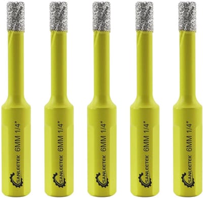 SnelShoppen - 5-delige 6 mm Diamant Boor Set met Driehoekige Schacht voor Ceramiek, Porselein, Graniet, Marmer, Kwarts - Ideaal voor Droog en Nat Bore