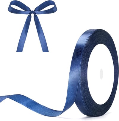 Donkerblauw satijnen lint 10mm: decoratiegeschenklint, 22m lint voor knutselen, decoratief lint voor cadeauverpakking, decoratie