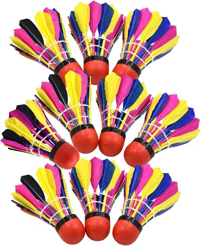 Badminton Shuttles - Trainingsballen Veer - Outdoor Oefening - Eendenveren Rubberkop - 10 Stuks - Gekleurd