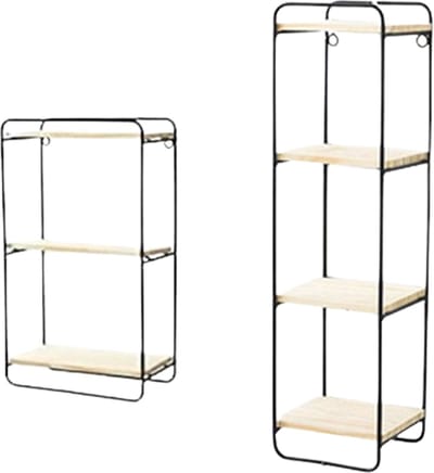 Caryota Wandrek Set van 2x Rechthoekig - Klein & Middel - 1x 4 lagen - 1x 3 lagen - Zwart - Metaal