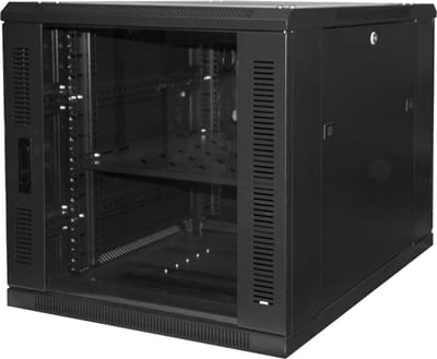 Rack-vloerkast met stopcontacten glazen deur met slot zelfbouw
