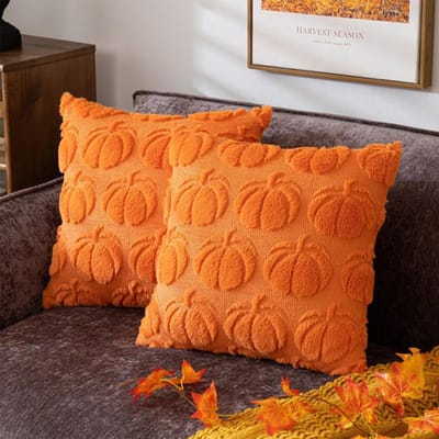 Kerst Kussensloop Pluche Kussen Interessant Effen Pompoen Sneeuwvlok Thanksgiving Decor Woonkamer Bank Kussenhoes One Size orange