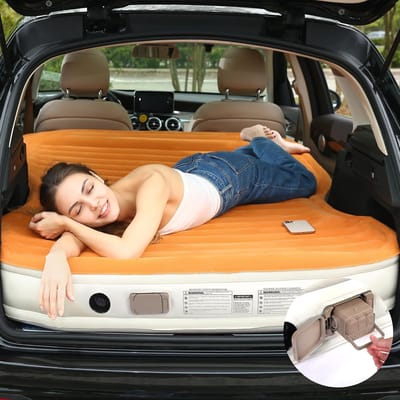 KMZ SUV-luchtmatras verdikt opblaasbaar autobed voor kamperen met ingebouwde pomp en 2 kussens voor SUV
