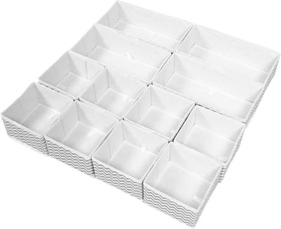 Lade Organizer Set - Opvouwbare Opbergers - Kleding Opbergen - Stevig Ontwerp - 12 Stuks - Grijs