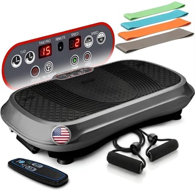 JCP® Trilplaat Fitness - Maximaal Gewicht 150kg - Trilplaat voor Benen Bloedsomloop - Vibratie Plaat - Grijs - 69cm x 39cm x 15cm