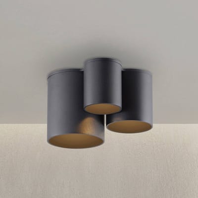 PURE LED badkamer plafondlamp Point, zwart, lengte 18 cm, 3-lamps.